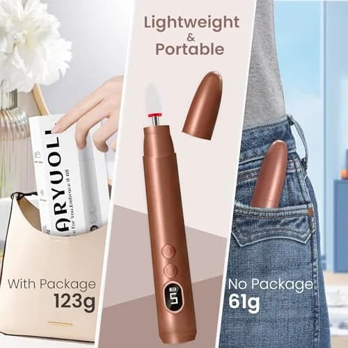 KIARYUOLL Cordless Rechargeable Nail Drill Kit, 5 Speed LED Gold | 18000 RPM Max Speed thumbnail 5