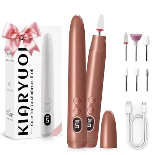 KIARYUOLL Cordless Rechargeable Nail Drill Kit, 5 Speed LED Gold | 18000 RPM Max Speed thumbnail 1
