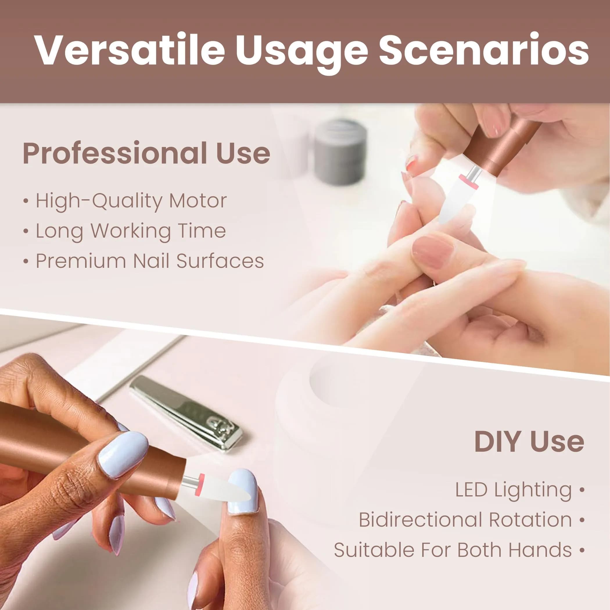 KIARYUOLL Cordless Electric Nail Drill Kit Gold | Professional Rechargeable Nail File with 5 Speeds & LED - view 4