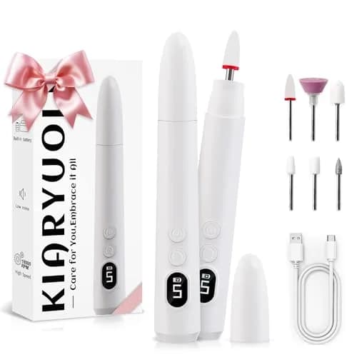 KIARYUOLL Cordless Electric Nail Drill Kit White | Professional Rechargeable Nail File with 5 Speeds & LED - main product image