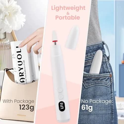 KIARYUOLL Cordless Rechargeable Nail Drill Kit White | 5 Speed LED, 18000 RPM, 4-Hour Battery thumbnail 5