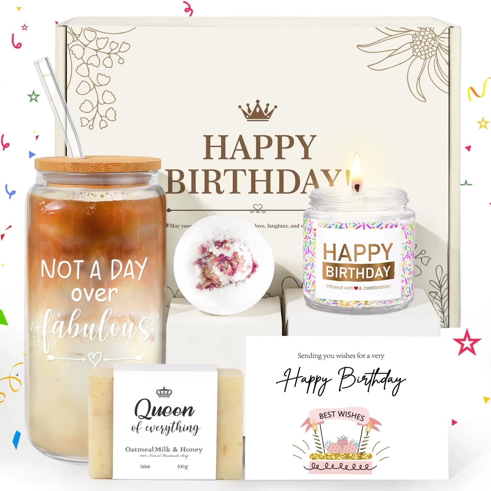 iAOVUEBY Not a Day over Fabulous Glass Gift Box 16oz | Unique Birthday Gift for Women — Not a day over fabulous