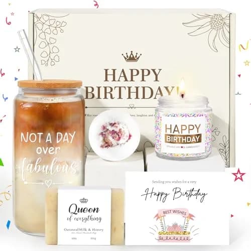 iAOVUEBY Not a Day over Fabulous Glass Gift Box 16oz | Unique Birthday Gift for Women thumbnail 1