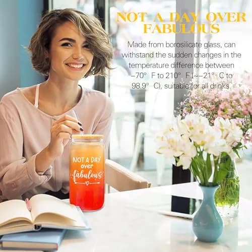 iAOVUEBY Not a Day over Fabulous Glass Gift Box 16oz | Unique Birthday Gift for Women thumbnail 3