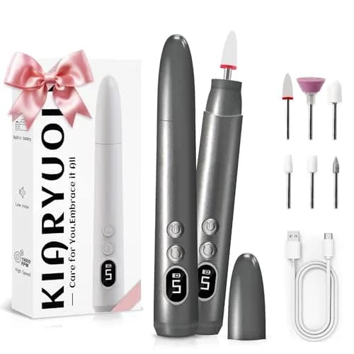 Kiaryuoll Cordless Electric Nail Drill Grey | 5 Speeds, LED Light, Rechargeable - main product image