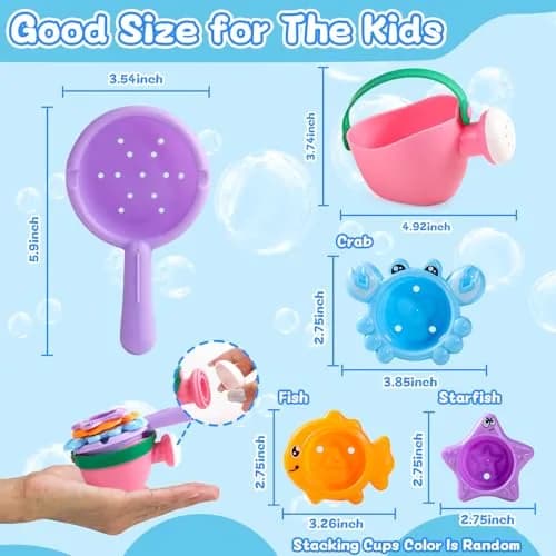 Fajiabao Baby Bath Toys for Kids Ages 1-3 Toddler Bath Toys Mold Free for 2-4 Bathtub Sand Beach Pool Water Toys for 1+ Year Old Girl Gifts 5 PCS (Color Random) thumbnail 3
