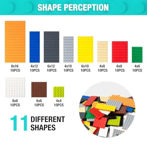 MANNIDOO 110 Pieces Small Building Plates Set, 12 Colors, 11 Sizes | ASTM-Tested ABS Plastic for Creative Play thumbnail 3