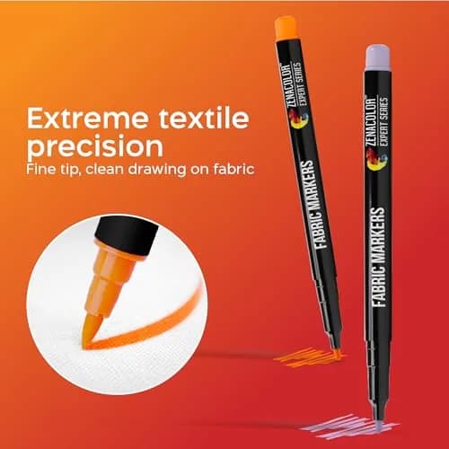 Zenacolor 32 Fabric Markers Pens - Non-Toxic, Permanent, Fine Tip | Vibrant Colors for Textiles & Crafts thumbnail 2
