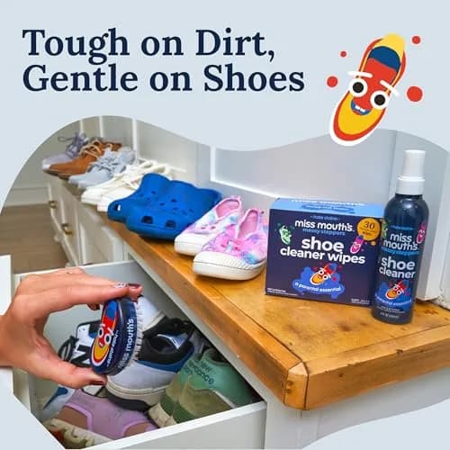 Miss Mouth's Shoe Cleaner Brush - Blue Scrubber - Versatile Canvas & Leather Shoe Cleaning - Comfort Handle for Sneaker Cleaner & Boot Cleaner - Fast Stain Remover Boot Brush thumbnail 7