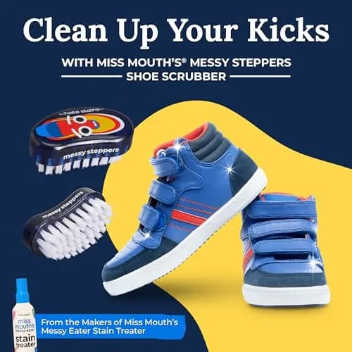 Miss Mouth's Shoe Cleaner Brush - Blue Scrubber - Versatile Canvas & Leather Shoe Cleaning - Comfort Handle for Sneaker Cleaner & Boot Cleaner - Fast Stain Remover Boot Brush thumbnail 2