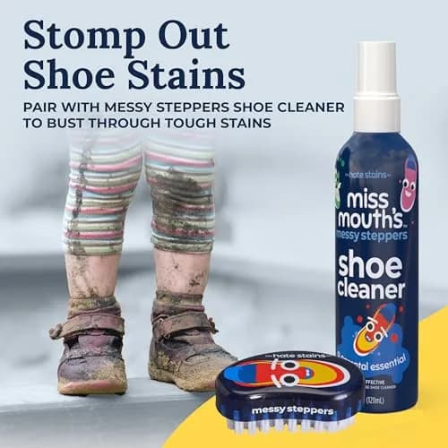 Miss Mouth's Shoe Cleaner Brush - Blue Scrubber - Versatile Canvas & Leather Shoe Cleaning - Comfort Handle for Sneaker Cleaner & Boot Cleaner - Fast Stain Remover Boot Brush thumbnail 3