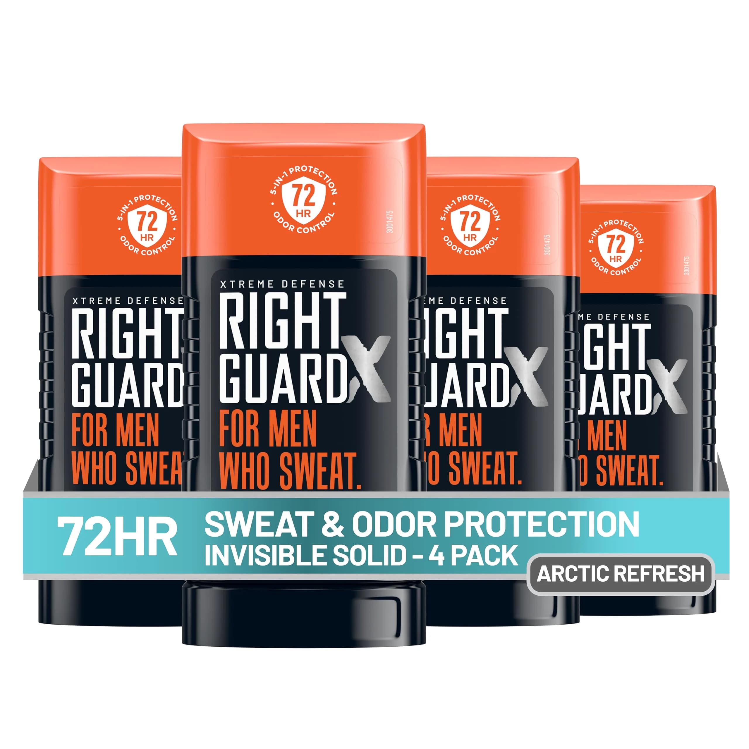 Right Guard Xtreme Defense Invisible Solid Antiperspirant Deodorant 10.4 oz (4 Pack) | 72-Hour Odor Control - main product image