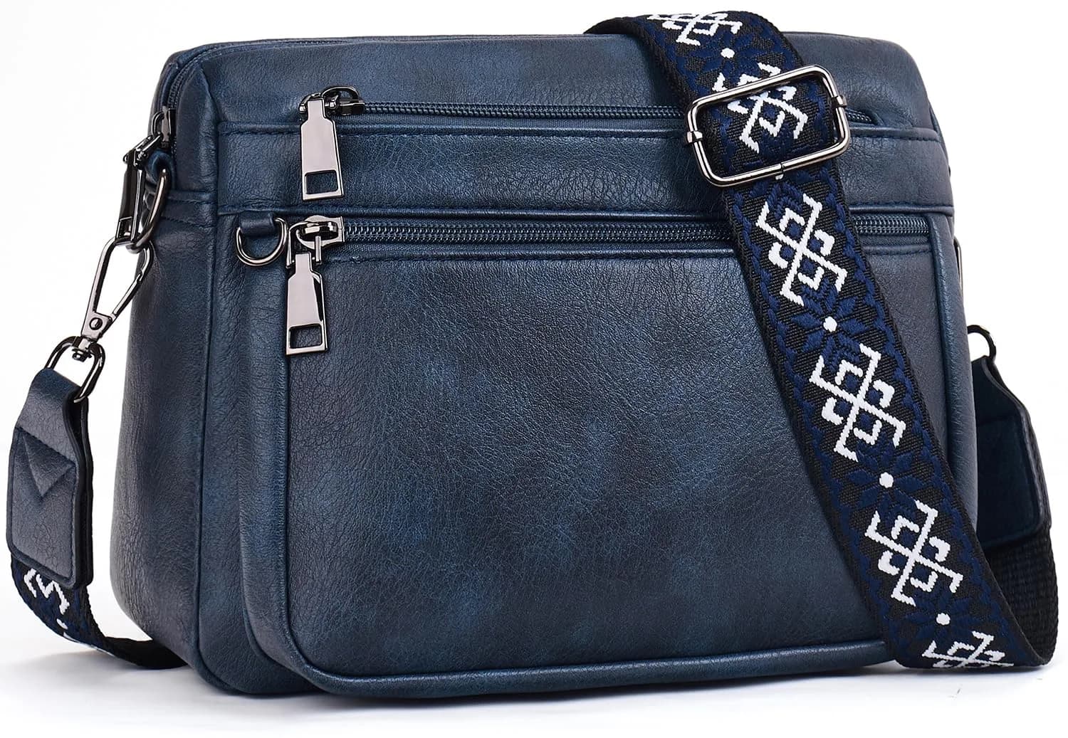 ATERITSSI Vegan Leather Crossbody Bag for Women, Multi-Pocket Purse, 9.45 inches | Organized & Lightweight — Deep Blue