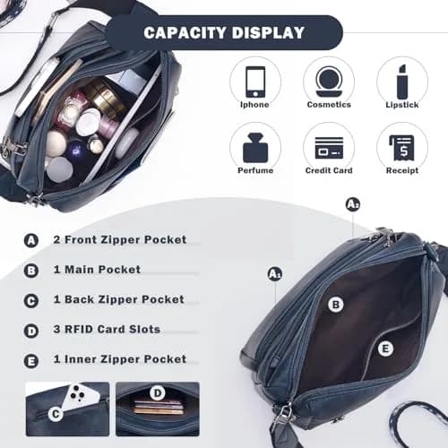 ATERITSSI Vegan Leather Crossbody Bag for Women, Multi-Pocket Purse, 9.45 inches | Organized & Lightweight thumbnail 5