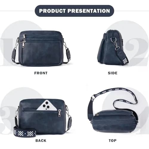 ATERITSSI Vegan Leather Crossbody Bag for Women, Multi-Pocket Purse, 9.45 inches | Organized & Lightweight thumbnail 3