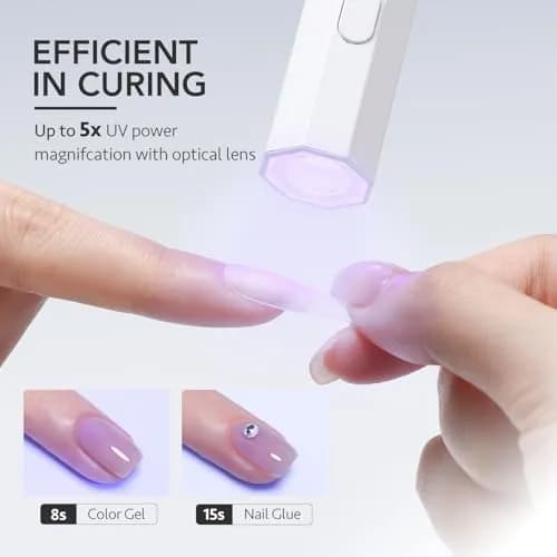 GAOY Handheld UV LED Nail Lamp for Gel Nails, Portable Cordless Rechargeable USB Nail Dryer with 2 Timer Settings, Octagon White thumbnail 5