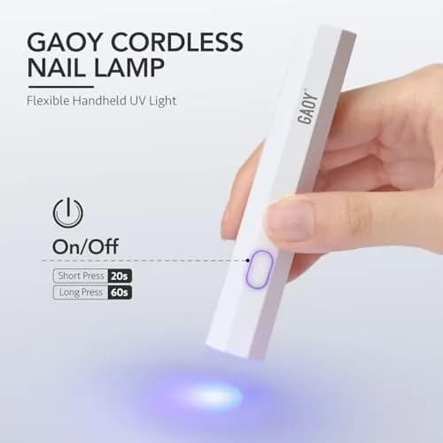 GAOY Handheld UV LED Nail Lamp for Gel Nails, Portable Cordless Rechargeable USB Nail Dryer with 2 Timer Settings, Octagon White thumbnail 2