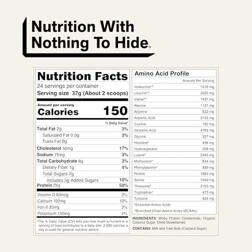 NAKED Strawberry Whey Protein Powder 907g (2 lb) | 25g Protein, 3 Ingredients, Grass Fed thumbnail 5
