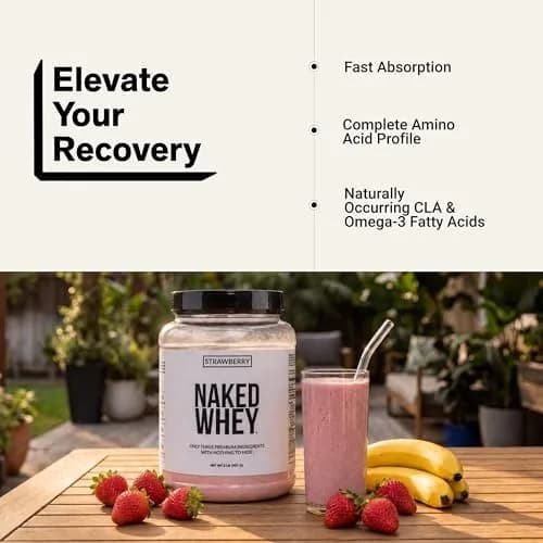 NAKED Strawberry Whey Protein Powder 907g (2 lb) | 25g Protein, 3 Ingredients, Grass Fed thumbnail 6