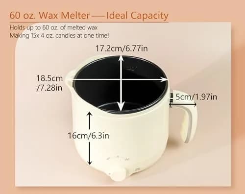 Aroparc Electric Wax Melting Pot 1.8L (60oz) with Spout | Fast Heating for Candle & Soap Making thumbnail 2
