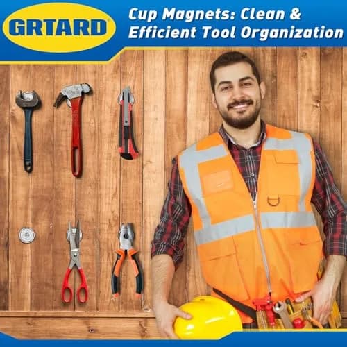 Grtard 110 lb (49.9 kg) Cup Magnets with Screws, Pack of 6 | Heavy Duty Neodymium Magnets for Workshop Mounting thumbnail 6