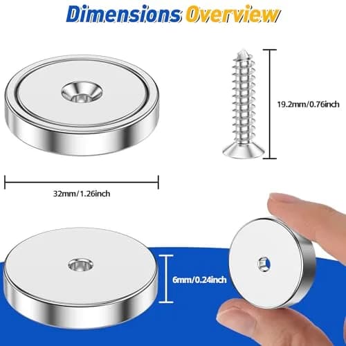 Grtard 110 lb (49.9 kg) Cup Magnets with Screws, Pack of 6 | Heavy Duty Neodymium Magnets for Workshop Mounting thumbnail 2
