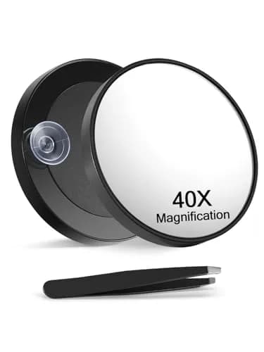 Macaki 40x Magnifying Mirror Suction Cup | Powerful 3.5 in, Black for Precise Makeup thumbnail 1