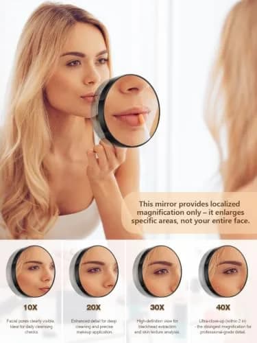 Macaki 40x Magnifying Mirror Suction Cup | Powerful 3.5 in, Black for Precise Makeup thumbnail 3