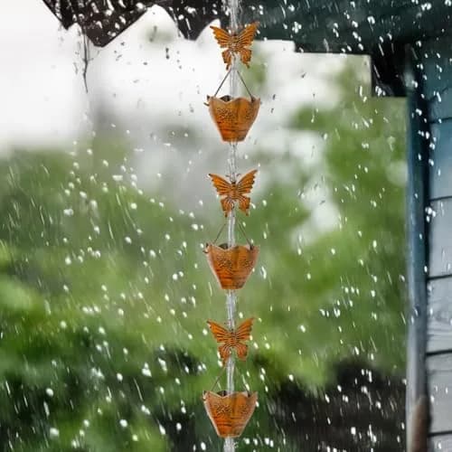 giole 9.2ft Butterfly Rain Chain with 12 Cups | Decorative Metal Downspout Alternative thumbnail 6