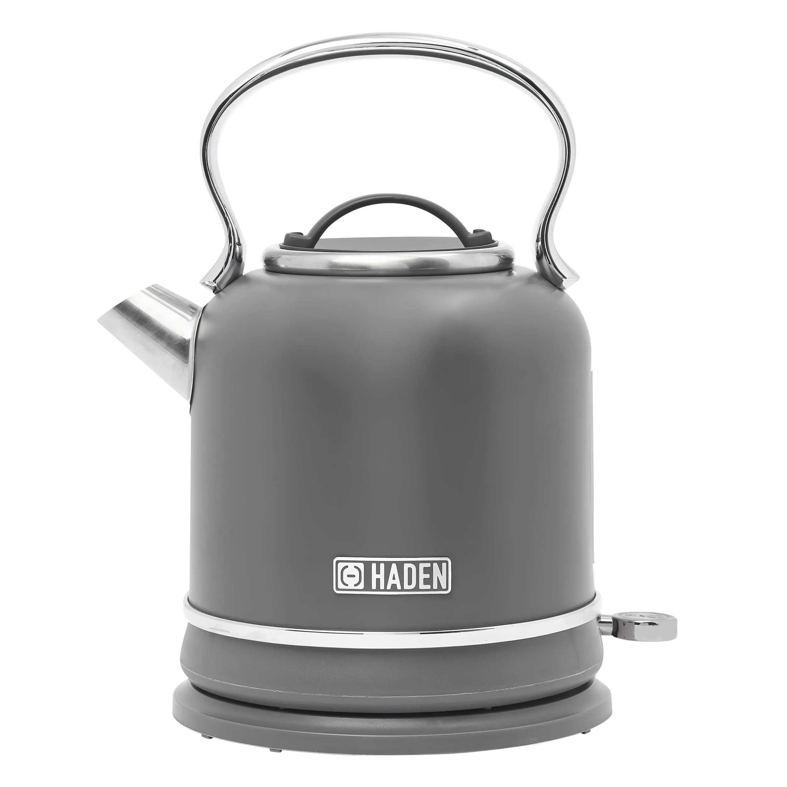 Haden Chelsea 1.7-Liter Stainless Steel Electric Kettle with Retro Design, 120V | 7-Cup Capacity, Auto Shut-Off & Boil-Dry Protection — Grey & Chrome