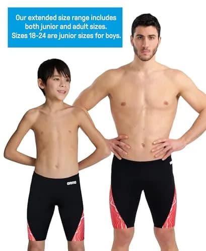 ARENA Performance Men's Marbled Swim Jammer MaxLife Athletic Practice Knee-Length Swimsuit Short, Black/Red Multi, US Size 20 thumbnail 6