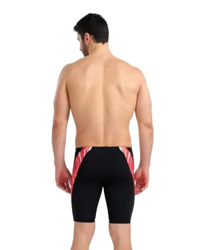 ARENA Performance Men's Marbled Swim Jammer MaxLife Athletic Practice Knee-Length Swimsuit Short, Black/Red Multi, US Size 20 thumbnail 2