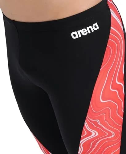 ARENA Performance Men's Marbled Swim Jammer MaxLife Athletic Practice Knee-Length Swimsuit Short, Black/Red Multi, US Size 20 thumbnail 3