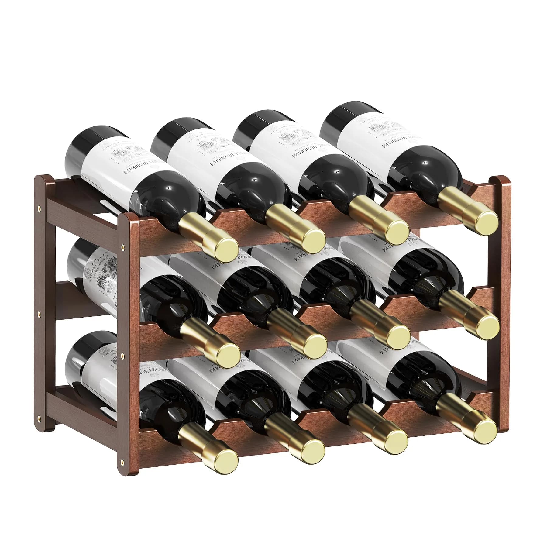 CAMOAT Bamboo Wine Rack Countertop & Floor Storage | 12 Bottle Capacity, Durable & Stylish