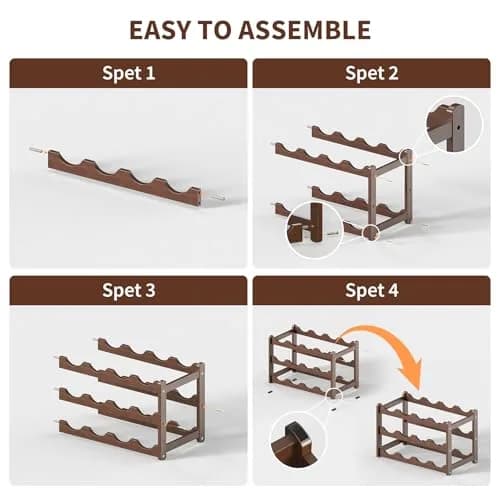 CAMOAT Bamboo Wine Rack Countertop & Floor Storage | 12 Bottle Capacity, Durable & Stylish thumbnail 7