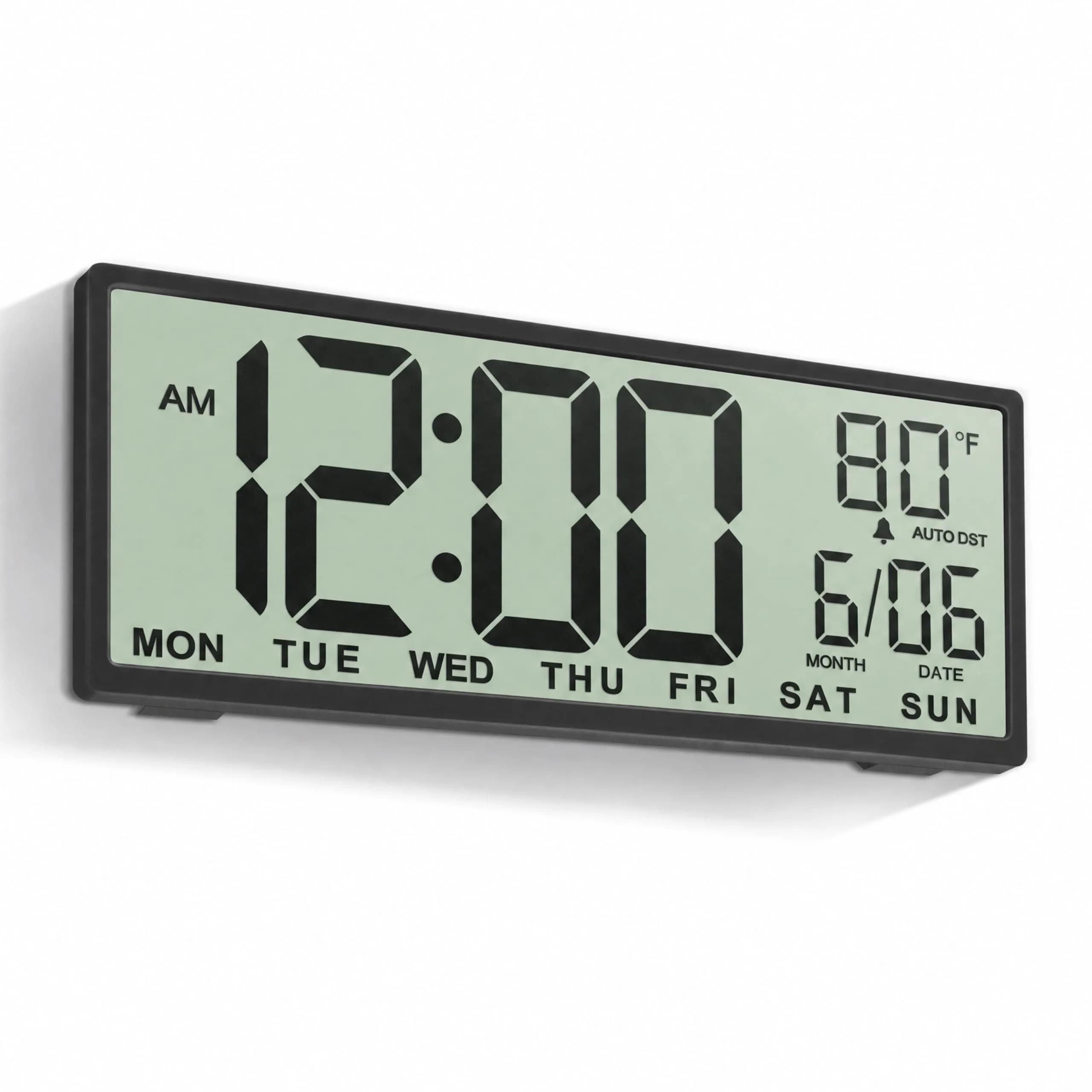 JALL Large Digital Wall Clock 36.8 cm (14.5 inches) | Jumbo Display, Date, Day, Temperature, Auto DST — Black / 14.5 inches