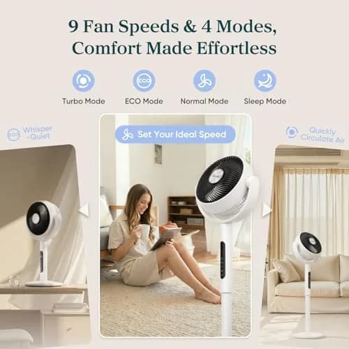 Levoit Pedestal Air Circulator Fan 43.7 x 12.5 x 14.5 in | 908 CFM, 22 ft/s, Quiet Sleep Mode thumbnail 5