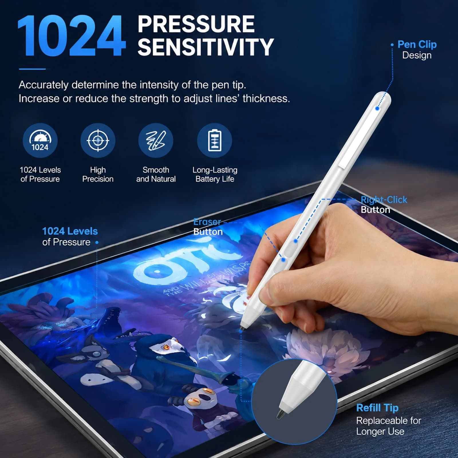 ANYQOO Active Stylus Pen for HP Omnibook Envy x360 Spectre Pavilion 1024 Pressure Levels | MPP 1.51 Technology - view 4