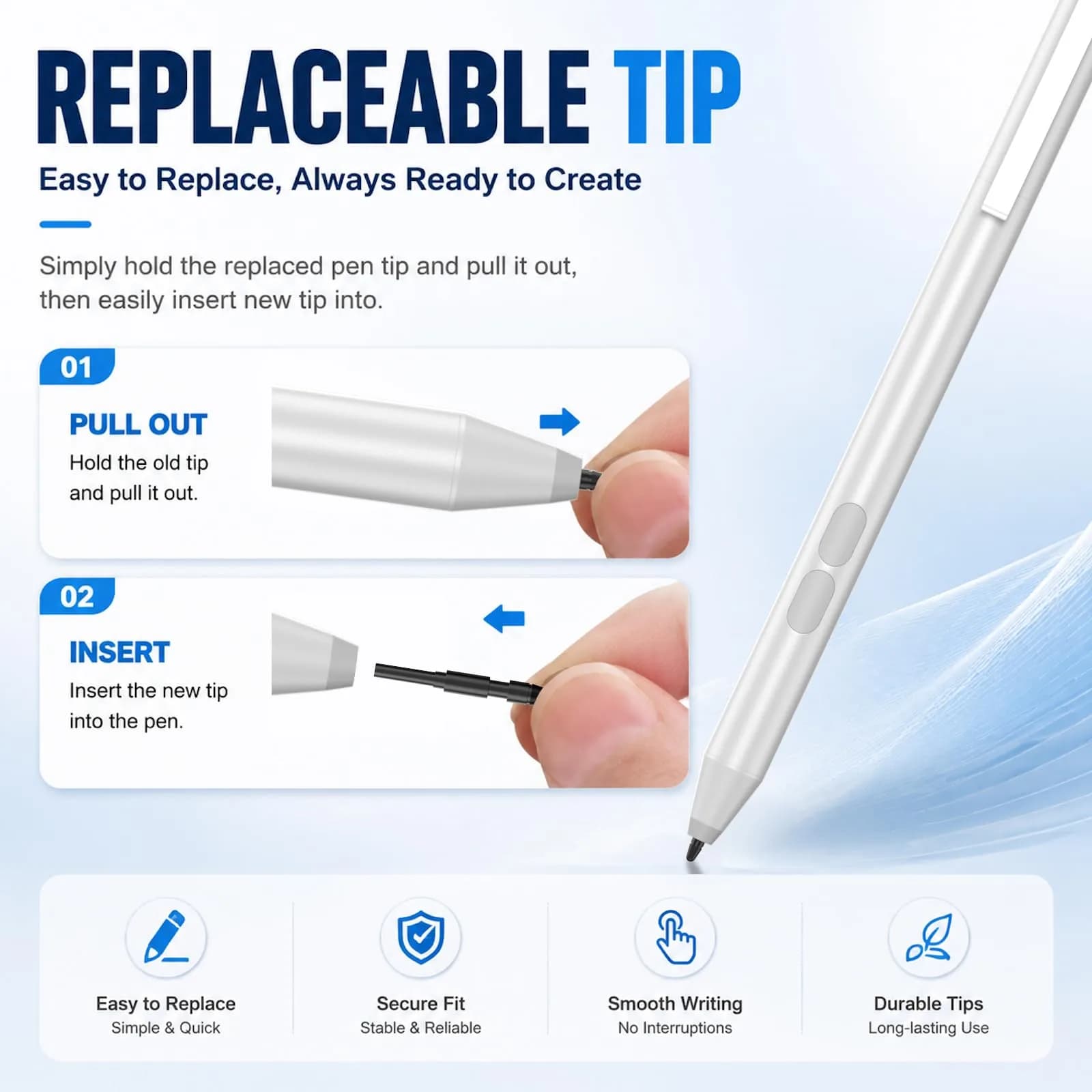 ANYQOO Active Stylus Pen for HP Omnibook Envy x360 Spectre Pavilion 1024 Pressure Levels | MPP 1.51 Technology - view 6