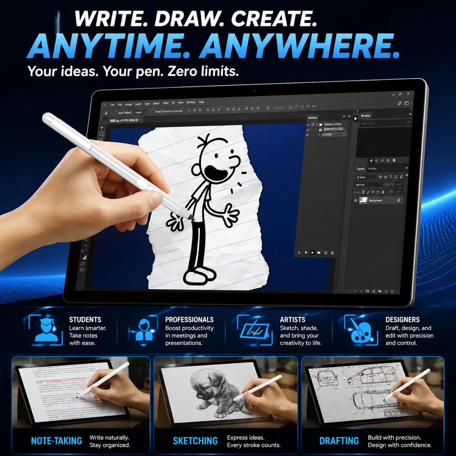 ANYQOO Active Stylus Pen for HP Omnibook Envy x360 Spectre Pavilion 1024 Pressure Levels | MPP 1.51 Technology - view 7