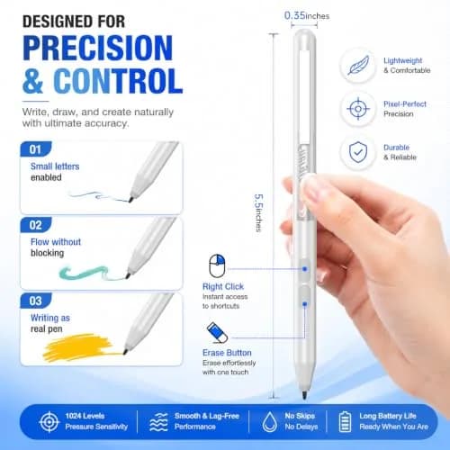 ANYQOO Active Stylus Pen for HP Omnibook Envy x360 Spectre Pavilion 1024 Pressure Levels | MPP 1.51 Technology thumbnail 8