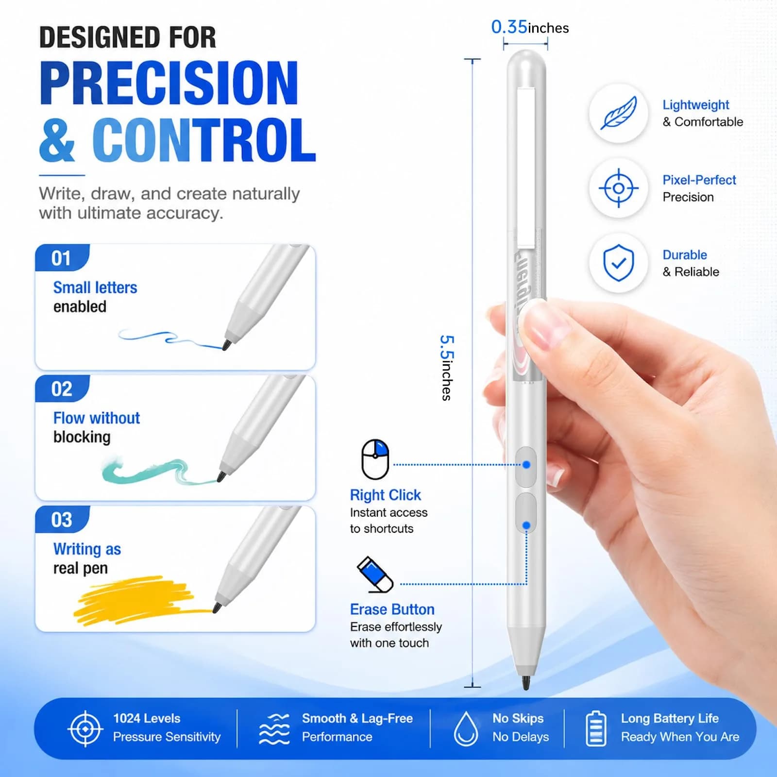 ANYQOO Active Stylus Pen for HP Omnibook Envy x360 Spectre Pavilion 1024 Pressure Levels | MPP 1.51 Technology - view 8
