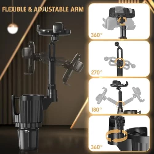 bokilino Phone Holders for Your Car, 2 in 1 Universal Cup Holder, Adjustable Long Arm, 360° Rotation, Compatible with All Smartphones thumbnail 5