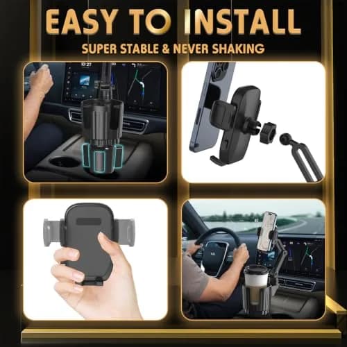 bokilino Phone Holders for Your Car, 2 in 1 Universal Cup Holder, Adjustable Long Arm, 360° Rotation, Compatible with All Smartphones thumbnail 6