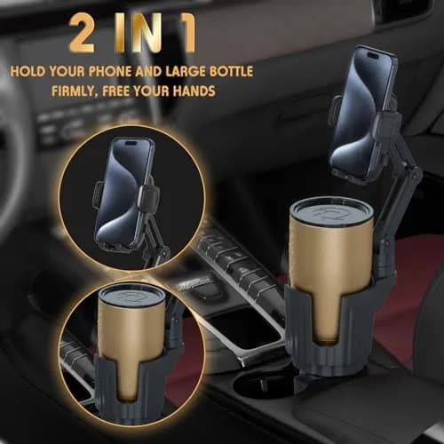bokilino Phone Holders for Your Car, 2 in 1 Universal Cup Holder, Adjustable Long Arm, 360° Rotation, Compatible with All Smartphones thumbnail 3