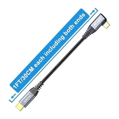 LDLrui Right Angle USB C Cable 1FT | 20Gbps Data, 4K Video, 100W PD thumbnail 7
