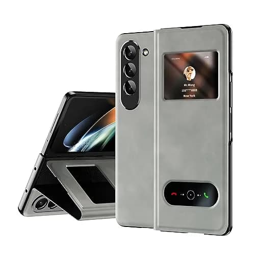 XIMAND White Nappa Leather Flip Case for Samsung Galaxy Z Fold 6 | Hidden Kickstand & Information Window thumbnail 1
