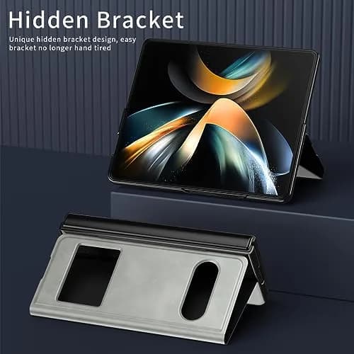 XIMAND White Nappa Leather Flip Case for Samsung Galaxy Z Fold 6 | Hidden Kickstand & Information Window thumbnail 6