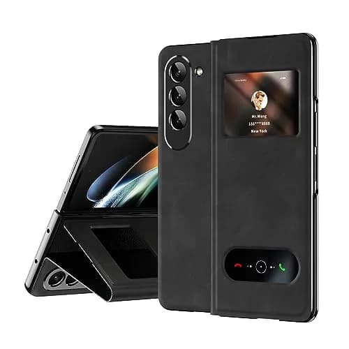 XIMAND Black Napa Leather Flip Case for Samsung Galaxy Z Fold 6 | Full Body Hinge Protection thumbnail 1