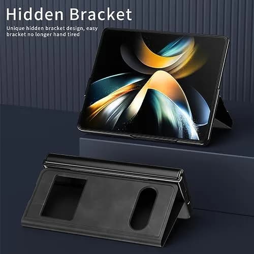 XIMAND Black Napa Leather Flip Case for Samsung Galaxy Z Fold 6 | Full Body Hinge Protection thumbnail 6